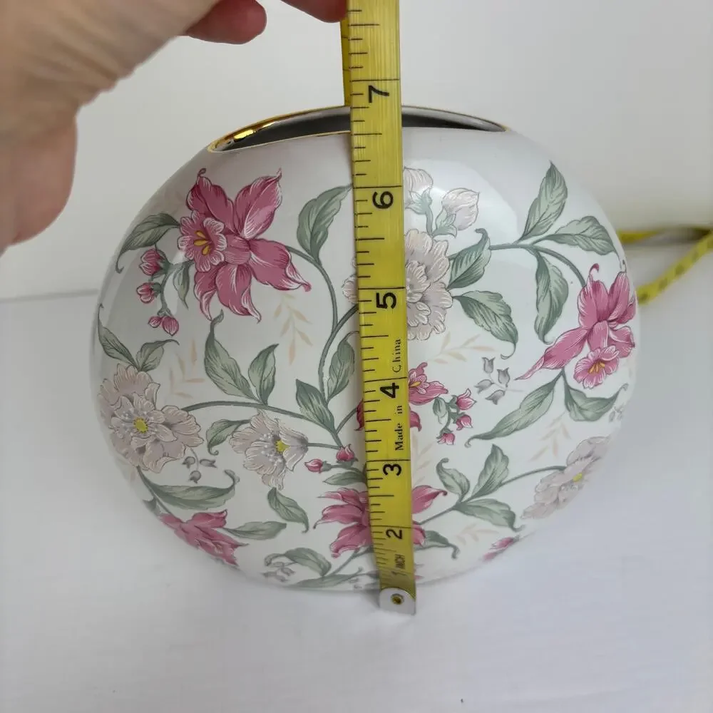 Prima Otagiri Japan Floral Vase White Pink Green 6.5